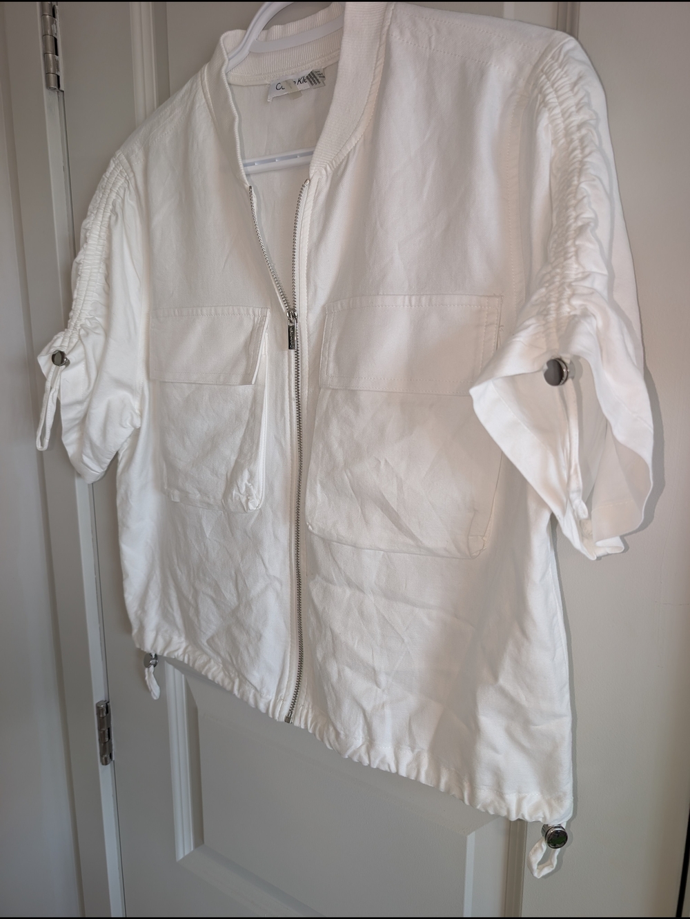 NWOT Calvin Klein White Short-Sleeve Light Jacket - Picture 2 of 3